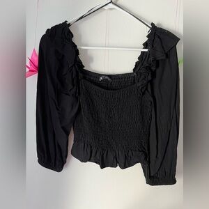 Zara smocked bodice puff sleeve top